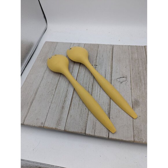 Tupperware #1 Harvest Gold Lot of 2 Salad Spoons Sporks Serving Utensil 12" - Picture 4 of 6